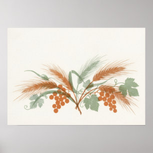Affiche d'art de récolte de blé à la sauge et aux