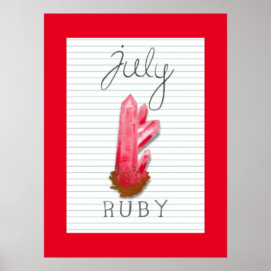 Affiche d'art de rubis de pierre de naissance de j (Devant)