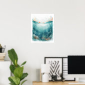 Affiche d'art de scène océanique sous-marine (Bureau à domicile)