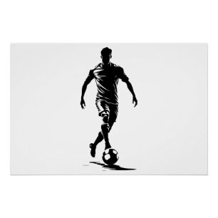 Affiche d'art de silhouette de joueur de football