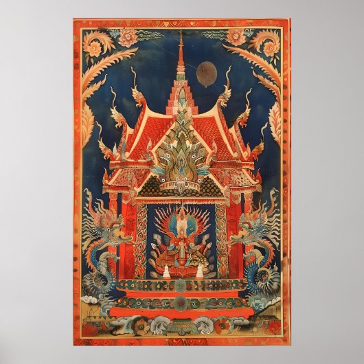 Affiche d'art de temple thaïlandais Créatures myth (Devant)
