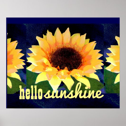 affiche d'art de tournesol lumineux avec bonjour s (Devant)