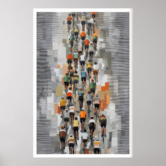 Affiche d'art de vélo Peloton gris atténué, rythmi (Devant)