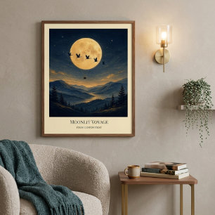 Affiche d'art de voyage au clair de lune personnal