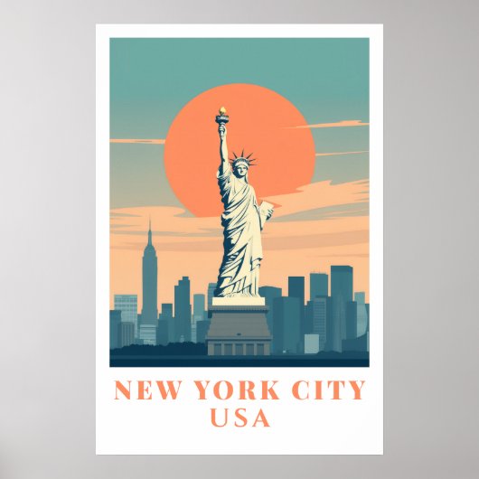Affiche d'art de voyage vintage de la Statue de la (Devant)