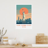 Affiche d'art de voyage vintage de la Statue de la (Cuisine)