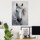 Affiche d'art d'impression de cheval blanc sur toi (Bureau à domicile)