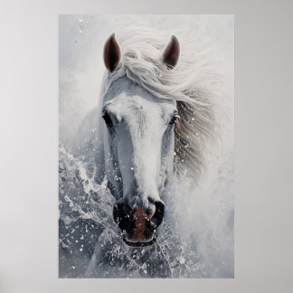Affiche d'art d'impression de cheval blanc sur toi