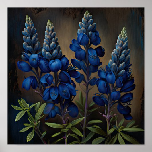 Affiche d'art d'impression de fleur de Lupin Bleu (Devant)