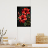 Affiche d'art d'impression de fleur d'Hibiscus rou (Cuisine)