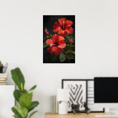Affiche d'art d'impression de fleur d'Hibiscus rou (Bureau à domicile)
