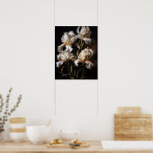 Affiche d'art d'impression de fleurs d'Iris blanc (Cuisine)