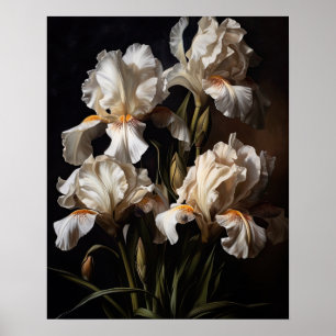 Affiche d'art d'impression de fleurs d'Iris blanc