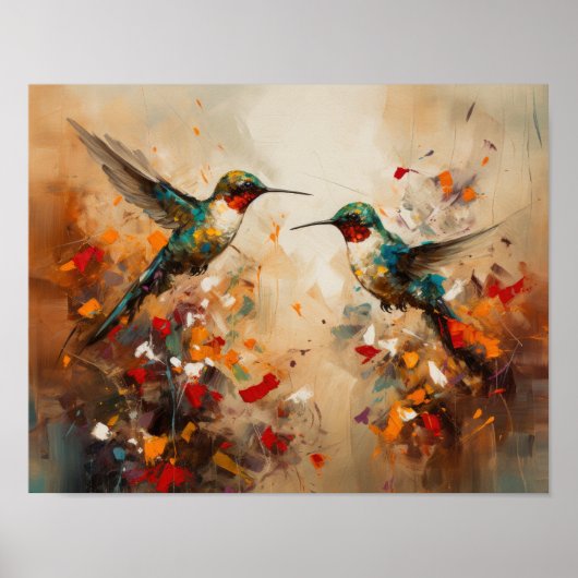 Affiche d'art d'impression de peinture de colibris (Devant)
