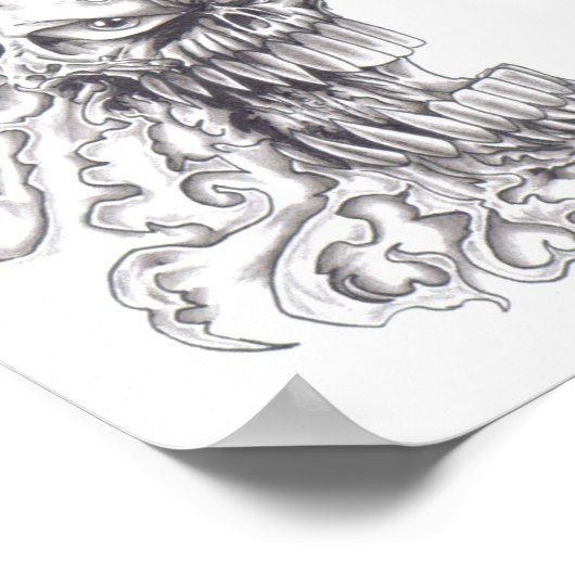 Affiche d'art du crâne démonique flamboyant (Coin)