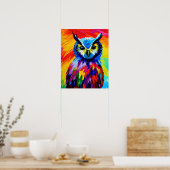 Affiche d'art du hibou fantaisiste - Aquarelles co (Cuisine)