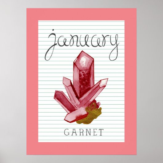 Affiche d'art du mois de janvier Grenat 18x24 (Devant)
