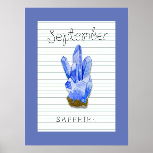Affiche d'art du saphir de naissance de septembre (Devant)