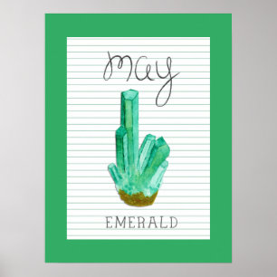 Affiche d'art émeraude pierre de naissance de mai