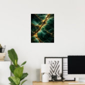 Affiche d'art en jade vert émeraude abstrait et or (Bureau à domicile)