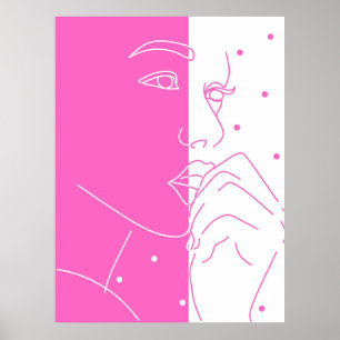 Affiche d'art en ligne à double face rose et blanc