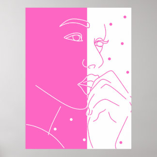 Affiche d'art en ligne à double face rose et blanc