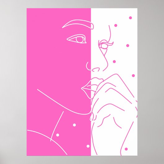 Affiche d'art en ligne à double face rose et blanc (Devant)