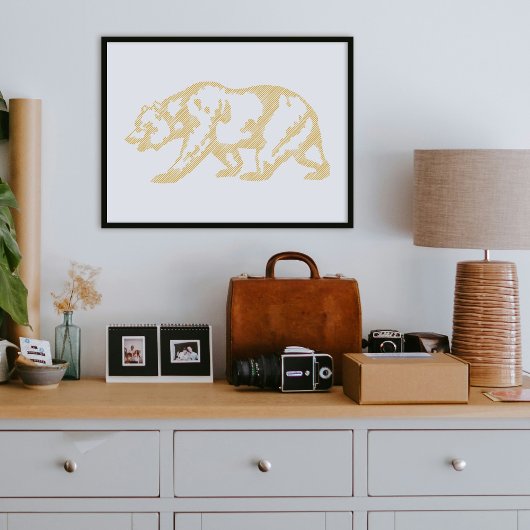 Affiche d'art en ligne de l'ours grizzly doré