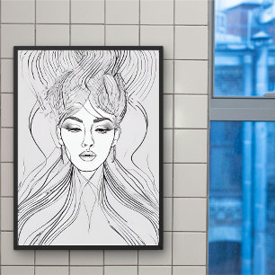 Affiche d'art en ligne de portrait féminin minimal