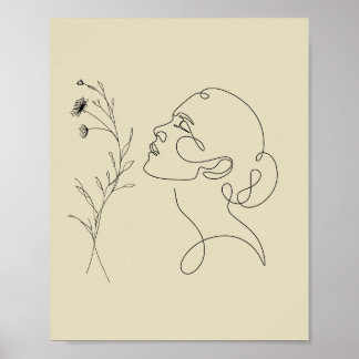 Affiche d'art en ligne de visage abstrait minimali