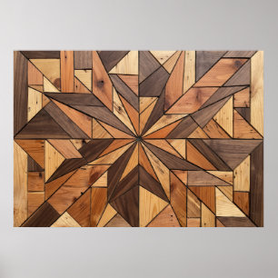Affiche d'art en mosaïque de bois à motif géométri