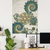 Affiche d'art ésotérique Spirale Dorée Blueprint (Bureau à domicile)