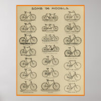 Affiche d'art et de modèles de bicyclettes Vintage