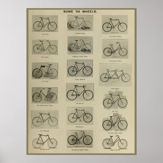 Affiche d'art et de modèles de bicyclettes Vintage (Devant)
