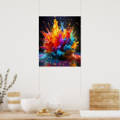 Affiche d'art Explosion de taches de peinture vive (Cuisine)