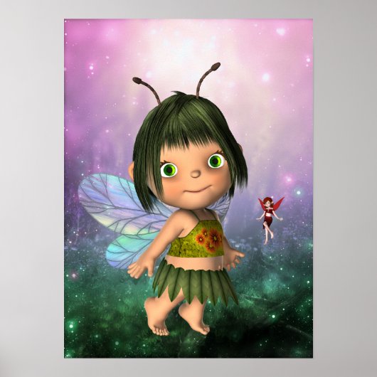 Affiche d'art fantastique Petite Fée Fille (Devant)