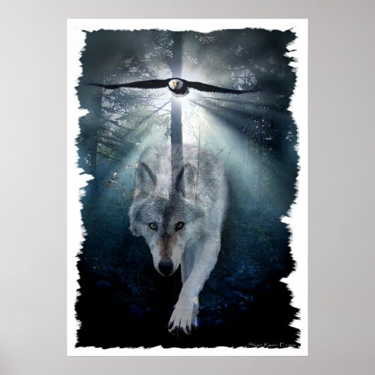 Affiche d'art faunique Wolf & Eagle (Devant)