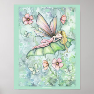 Affiche d'art féerique de fleurs capricieuses et e