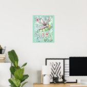 Affiche d'art féerique de fleurs capricieuses et e (Bureau à domicile)