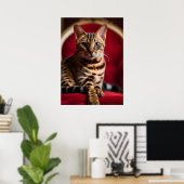 Affiche d'art fin Portrait de chat Bengal — Rouge (Bureau à domicile)