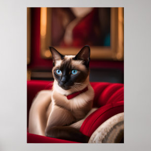 Affiche d'art fin Portrait de chat siamois — Yeux