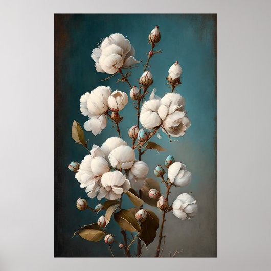 Affiche d'art Fleurs de Coton Blanches (Devant)