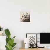 Affiche d'art Fleurs de coton blanches (Bureau à domicile)