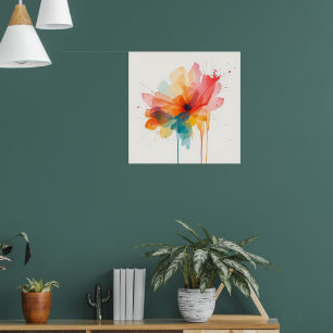 Affiche d'art floral à l'aquarelle F abstrait vi