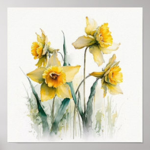 Affiche d'art floral de jonquilles jaunes