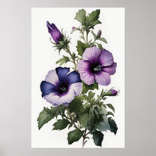 Affiche d'art floral de pétunias violets