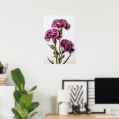 Affiche d'art floral d'œillets violets (Bureau à domicile)