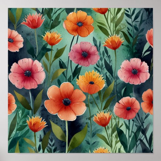 Affiche d'art floral élégant (Devant)