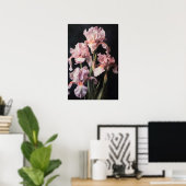 Affiche d'art floral Iris roses (Bureau à domicile)