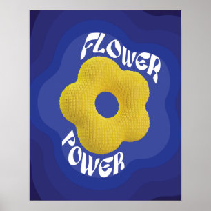 Affiche d'art Flower Power tricot jaune, dégradé b